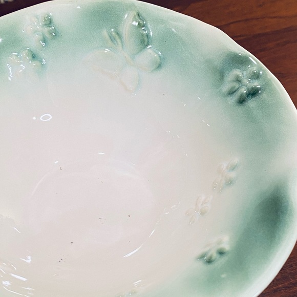 🇺🇸🌟HP🌟VTG 1950-60s Glazed Ceramic Butterfly Pedestal Bowl Made in USA - Picture 6 of 10